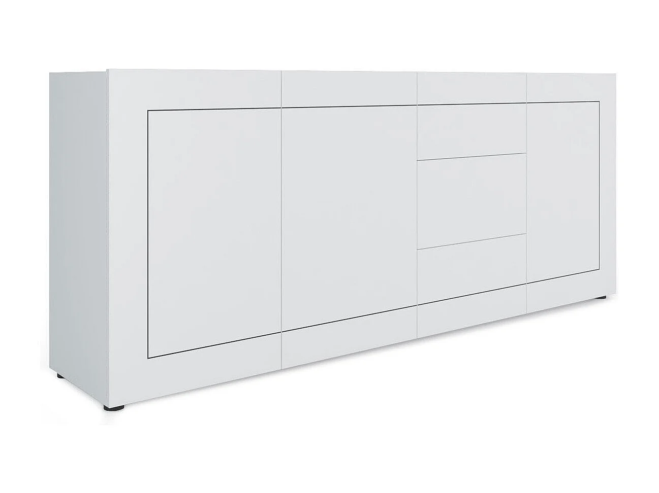 Buffet 3 portes/3 tiroirs 200x40x83,5 cm Elios blanc brillant