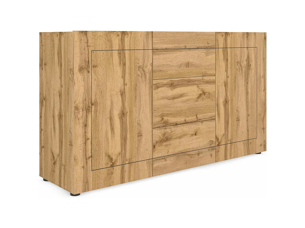 Buffet 2 portes/3 tiroirs 150x40x83,5 cm Elios chêne nature