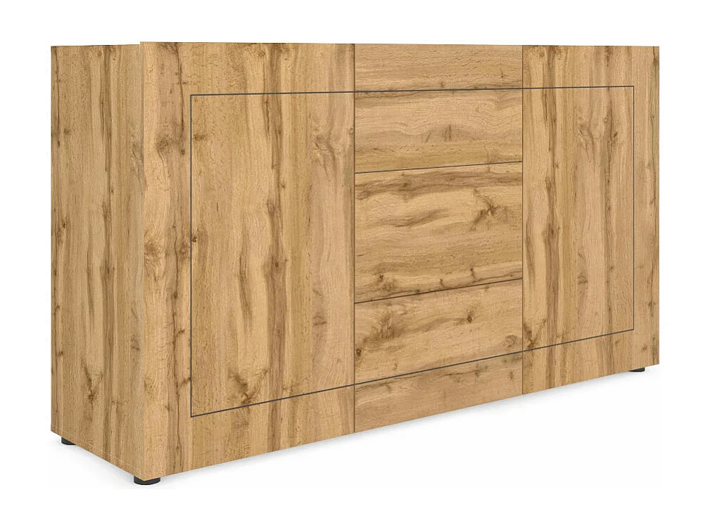 Buffet 2 portes/3 tiroirs 150x40x83,5 cm Elios chêne nature