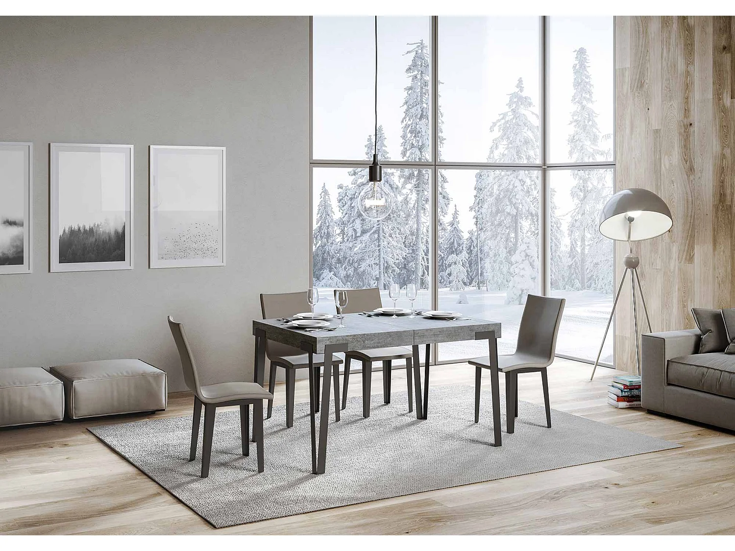 Tavolo allungabile 90x140/244 cm Rio cemento