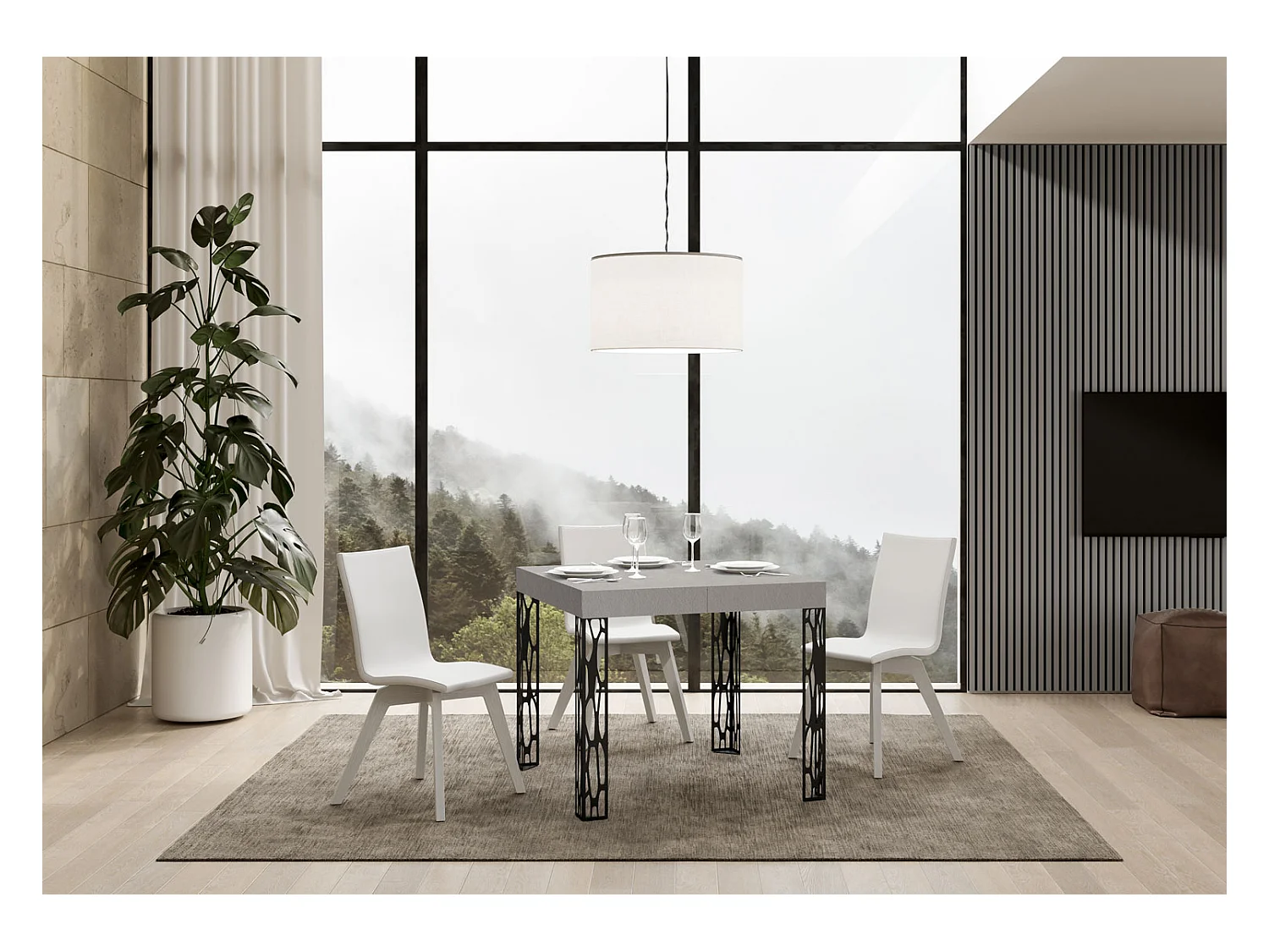 Uitschuifbare tafel 90x90/246 cm Ghibli kasjmier frame antraciet