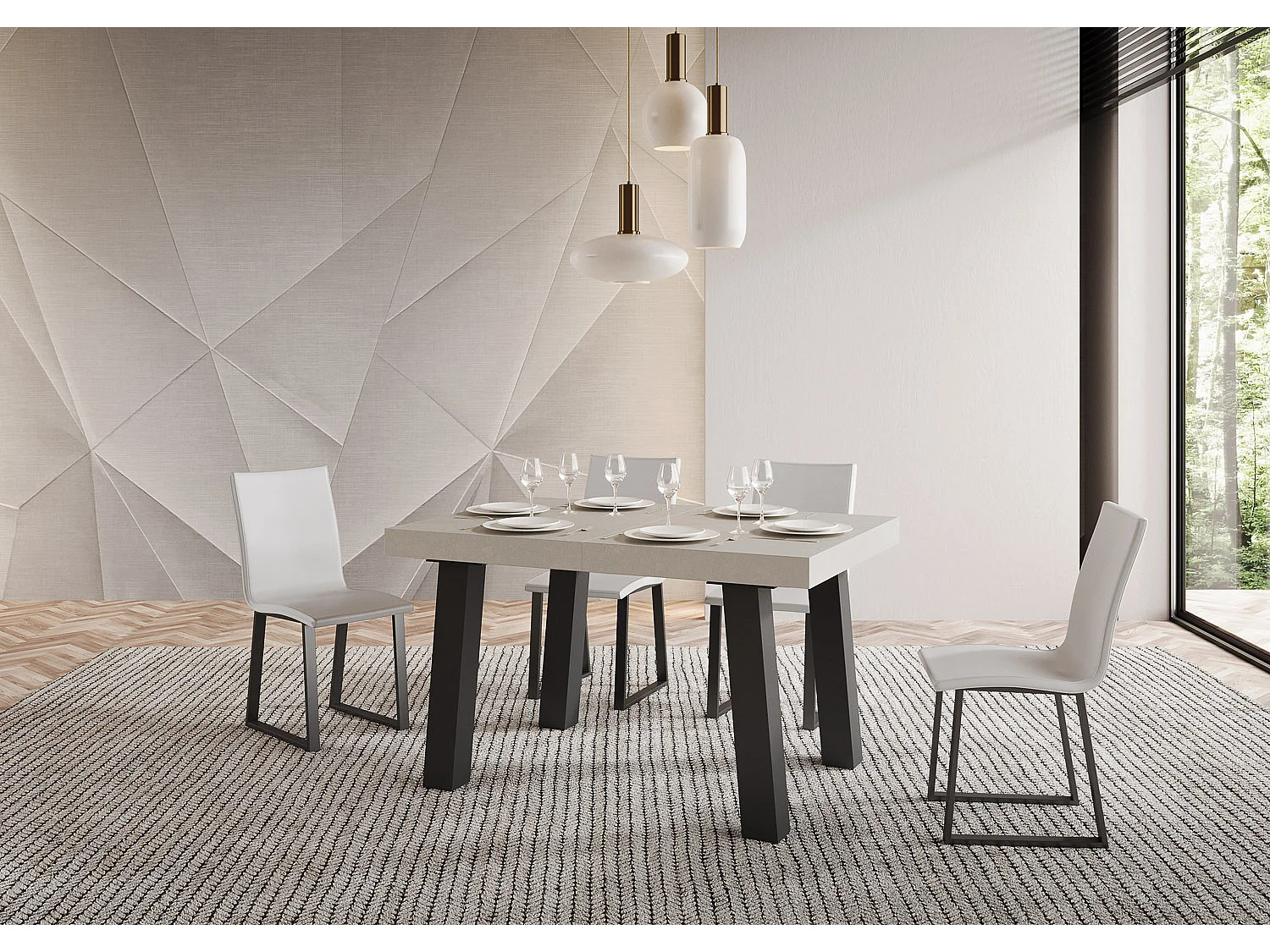 Table extensible 90x140/400 cm Bridge Cachemire cadre Anthracite