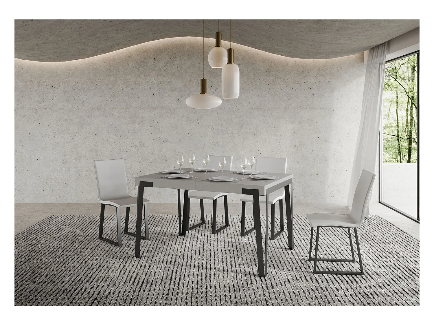 Table extensible 90x140/244 cm Rio Cachemire cadre Anthracite