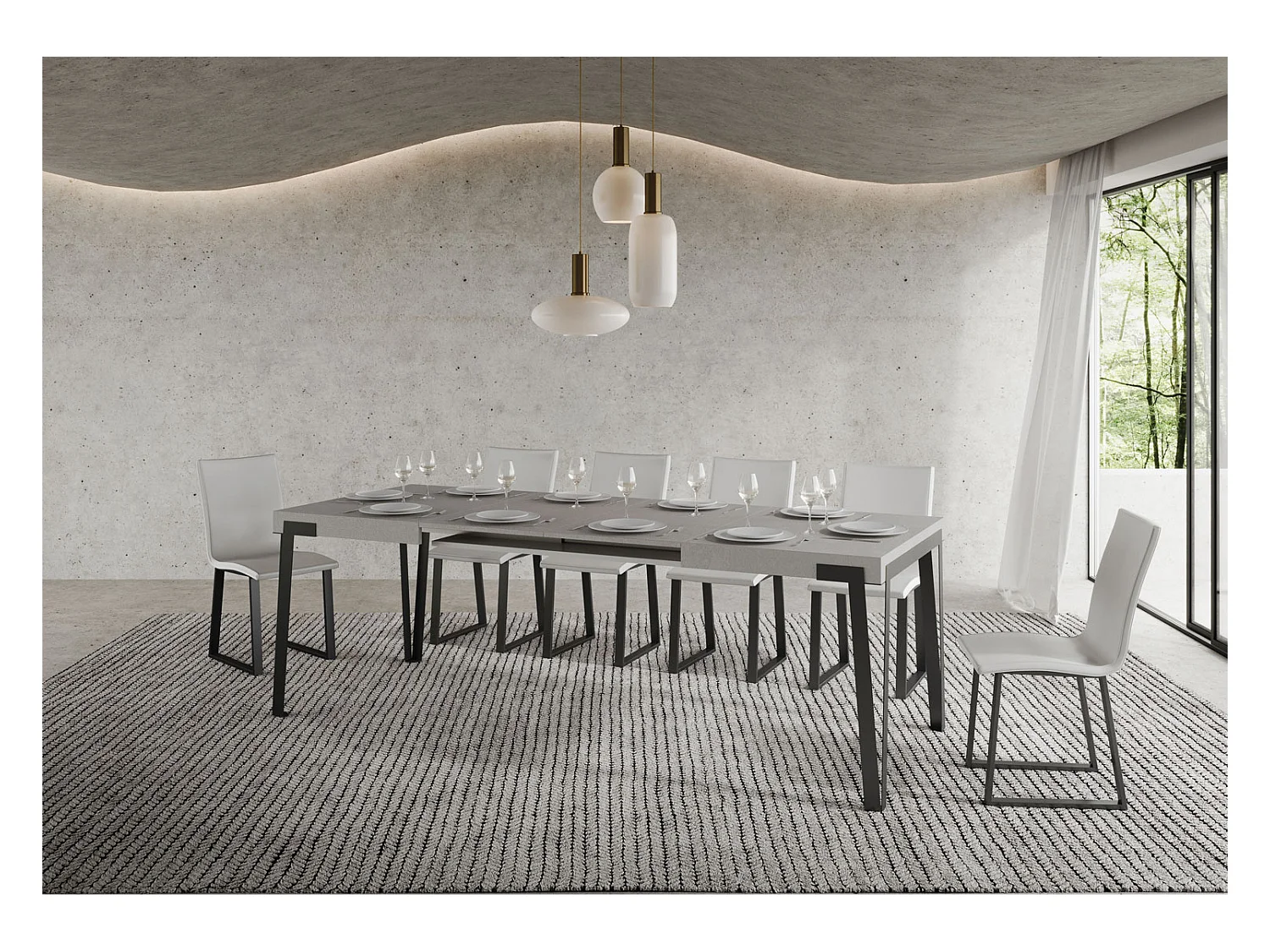 Table extensible 90x140/244 cm Rio Cachemire cadre Anthracite