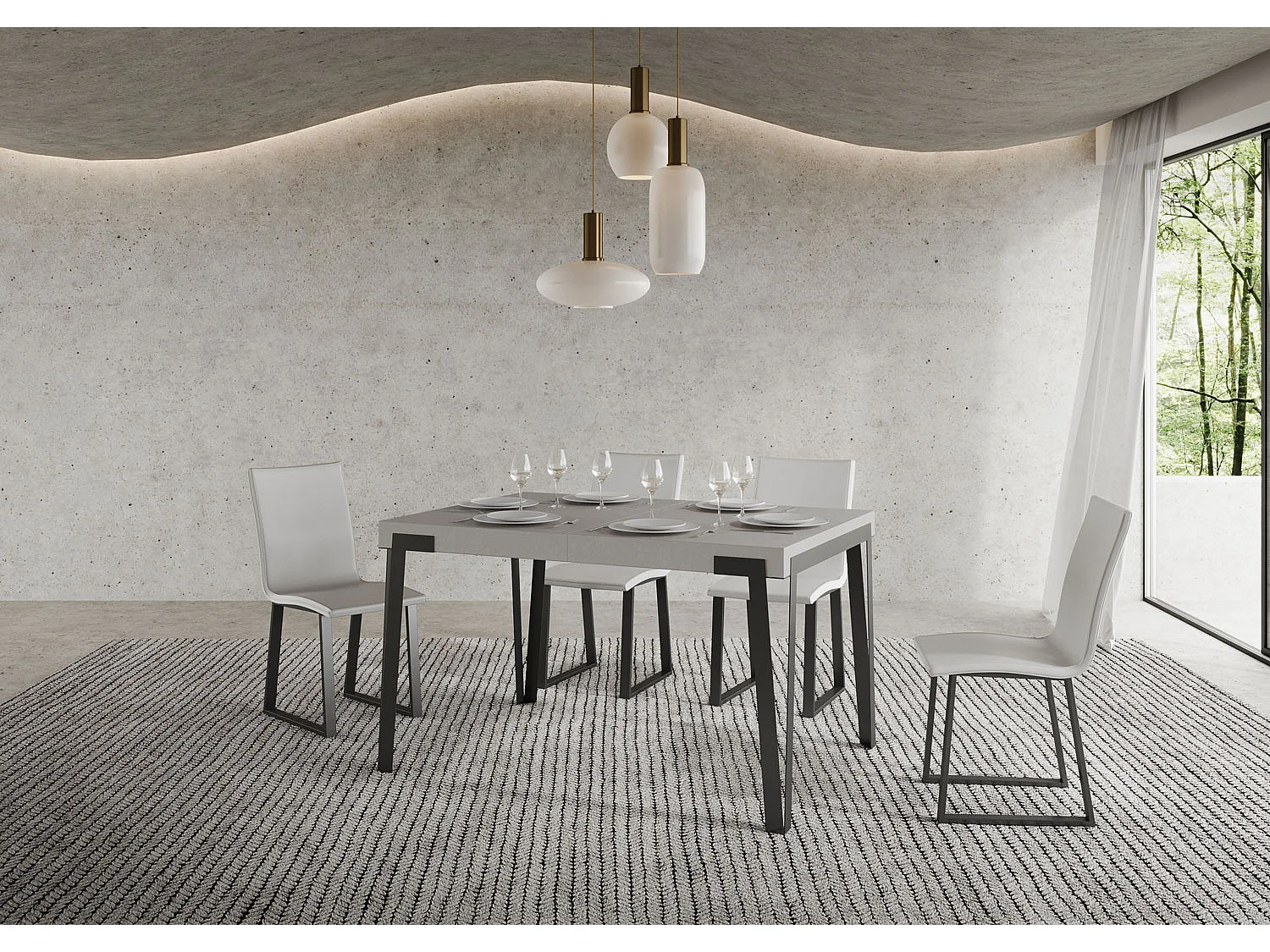 Table extensible 90x140/244 cm Rio Cachemire cadre Anthracite