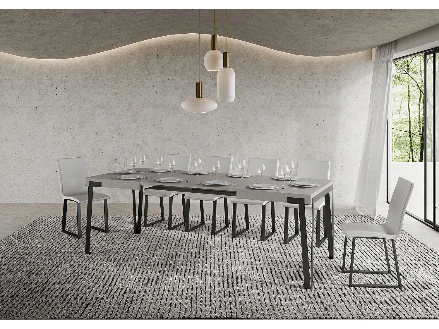 Table extensible 90x140/244 cm Rio Cachemire cadre Anthracite