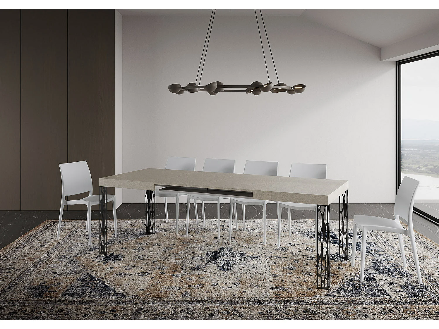 Table extensible 80x120/204 cm Ghibli Cachemire cadre Anthracite