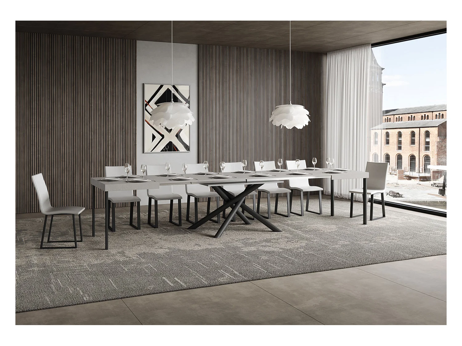 Table extensible 90x120/380 cm Famas Cachemire pieds Anthracite