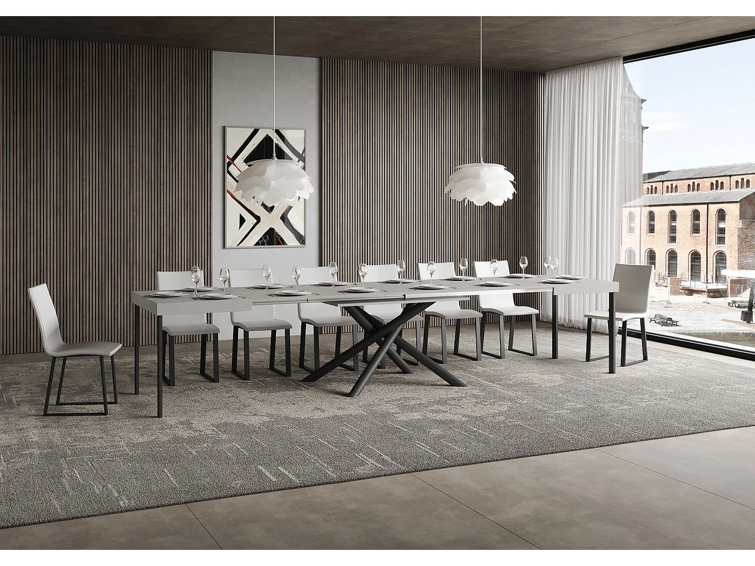 Table extensible 90x120/380 cm Famas Cachemire pieds Anthracite