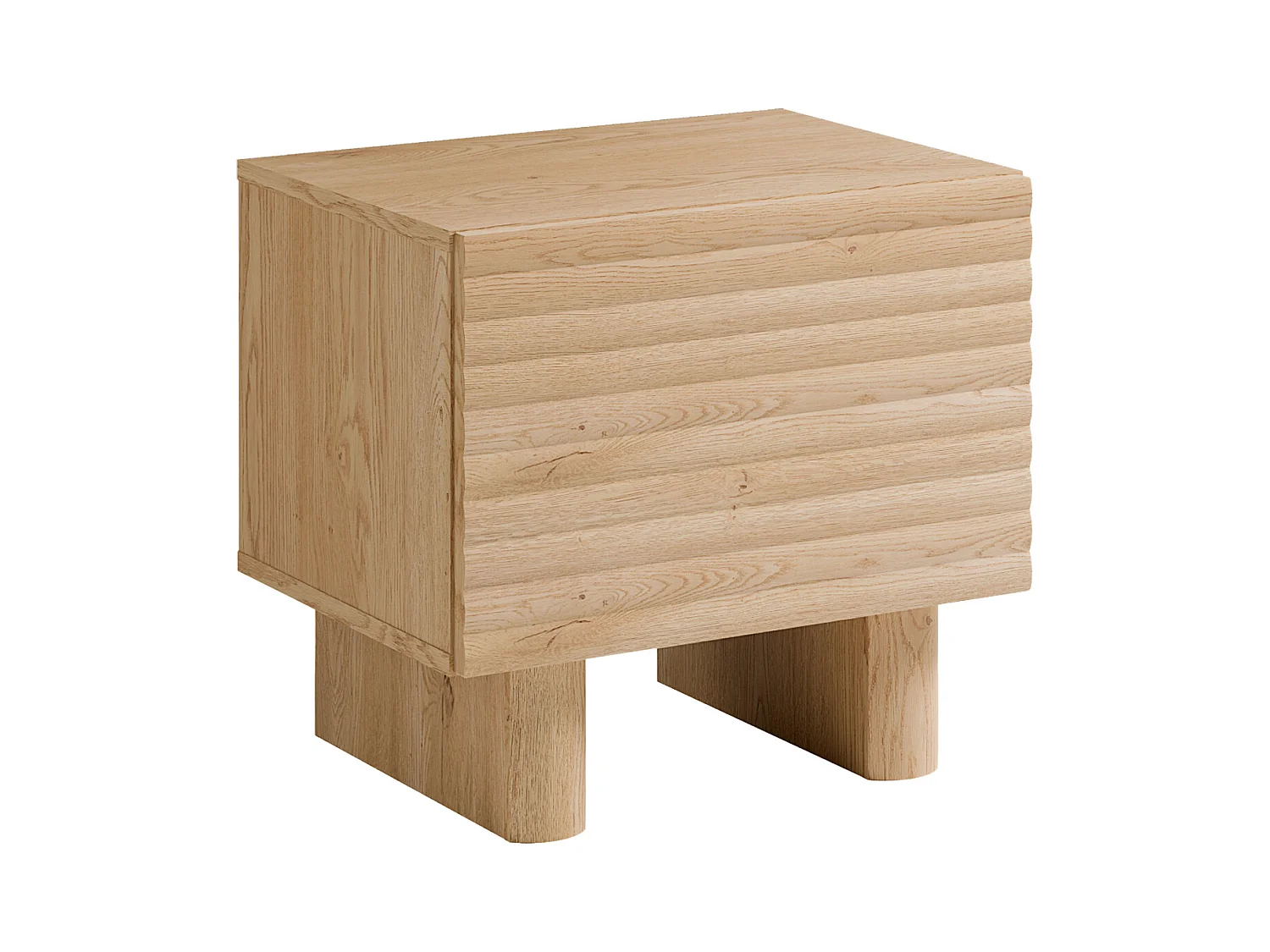 Lot de 2 tables de chevet 1 porte - MDF - Coloris : Naturel - LUDIMA
