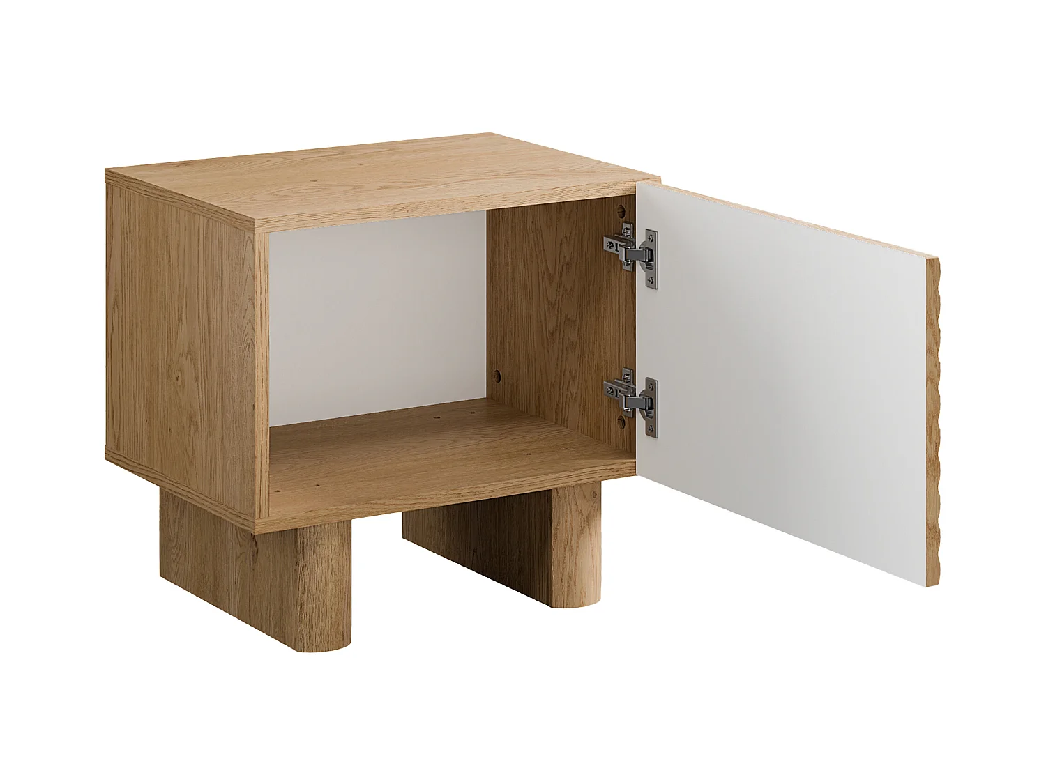 Lot de 2 tables de chevet 1 porte - MDF - Coloris : Naturel - LUDIMA