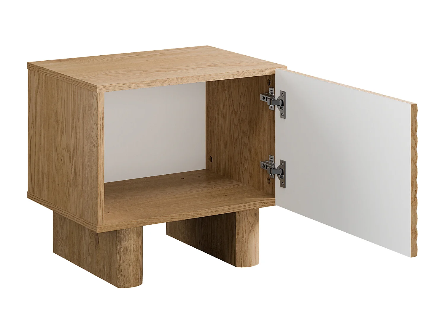 Conjunto de 2 mesas de cabeceira 1 porta MDF cor natural - LUDIMA