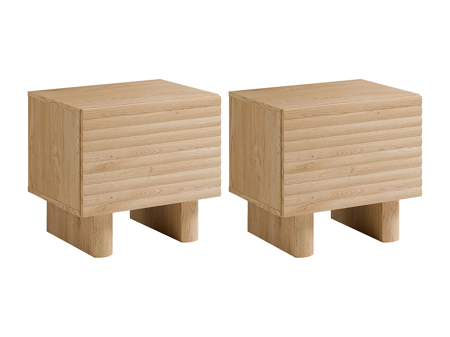 Conjunto de 2 mesas de cabeceira 1 porta MDF cor natural - LUDIMA