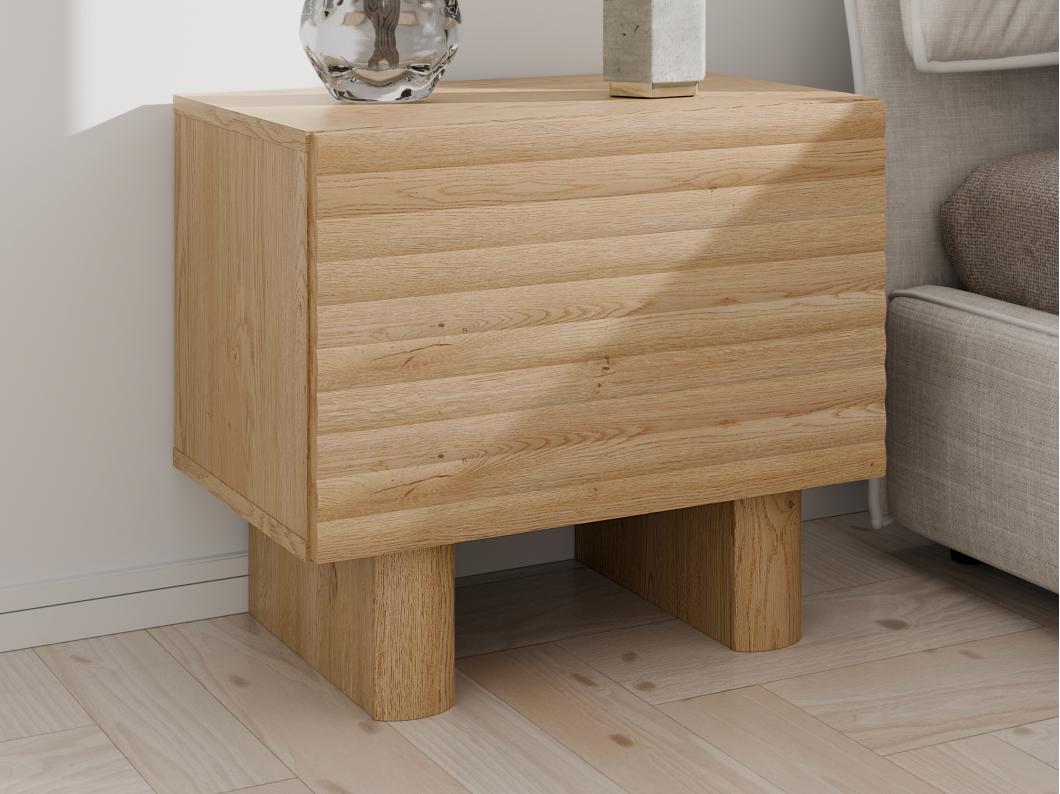 Lot de 2 tables de chevet 1 porte - MDF - Coloris : Naturel - LUDIMA