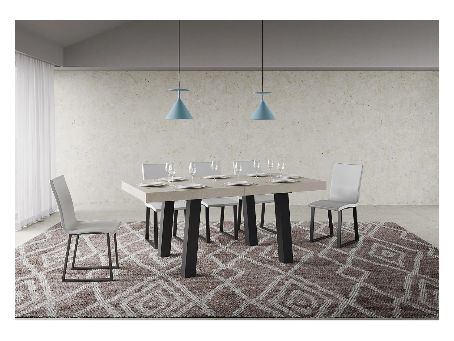 Table extensible 90x160/264 cm Bridge Cachemire cadre Anthracite