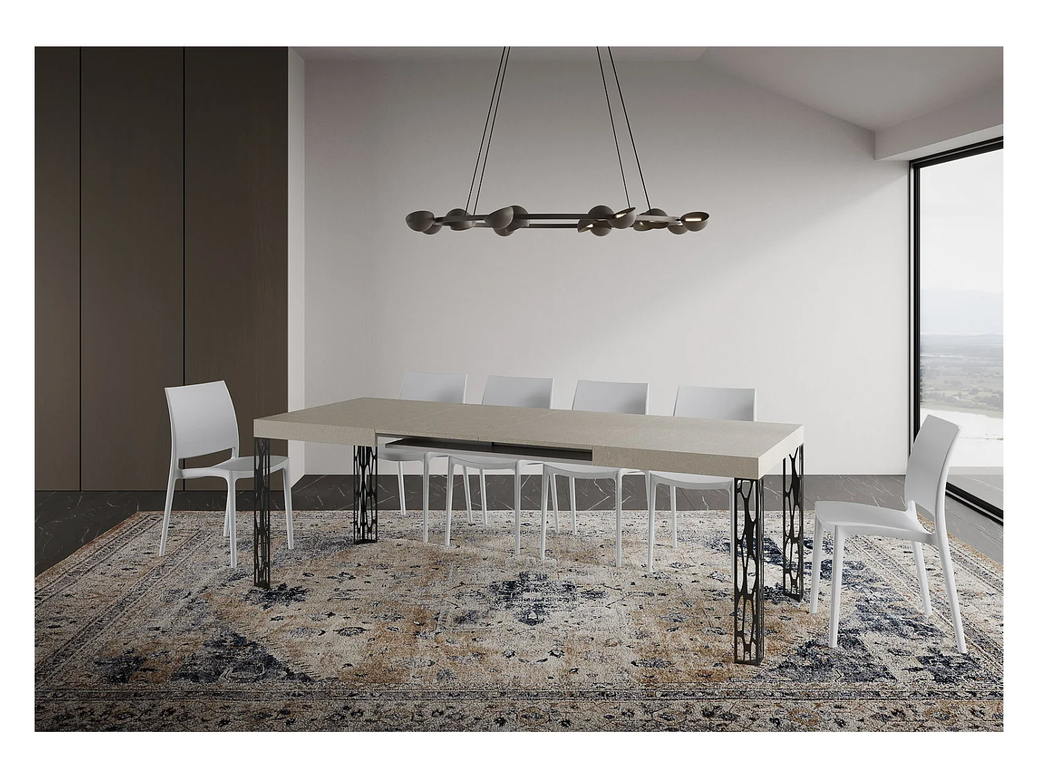 Table extensible 90x120/224 cm Ghibli Cachemire cadre Anthracite