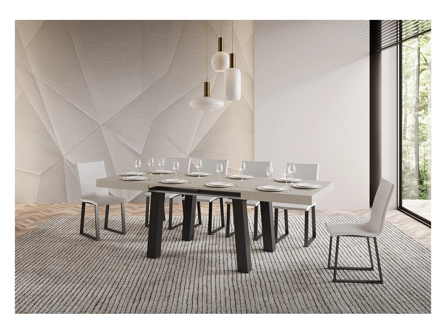 Mesa de jantar extensível 90x120/380 cm Bridge Cachemira pernas Antracite