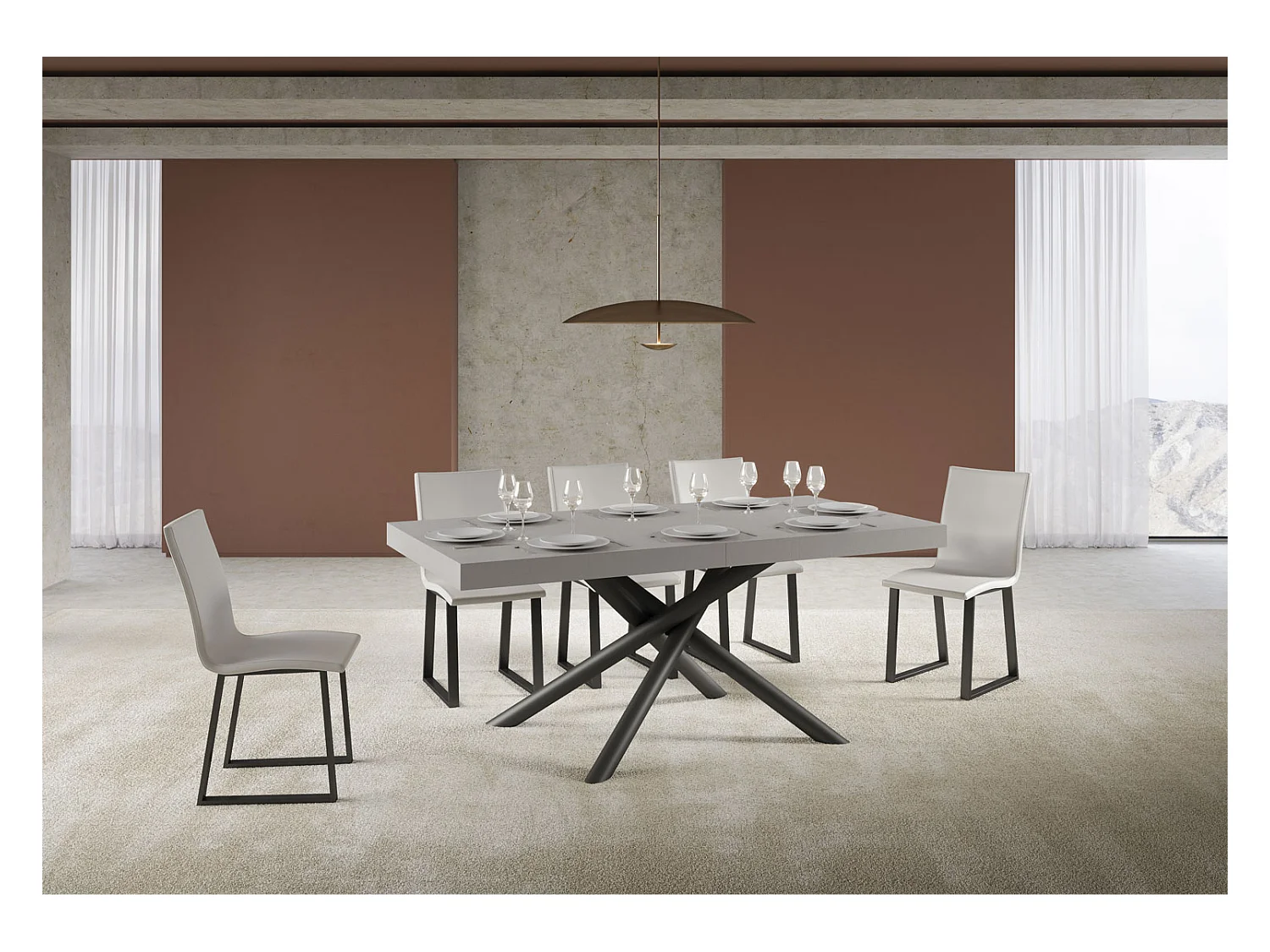 Table extensible 90x180/284 cm Famas Cachemire cadre Anthracite