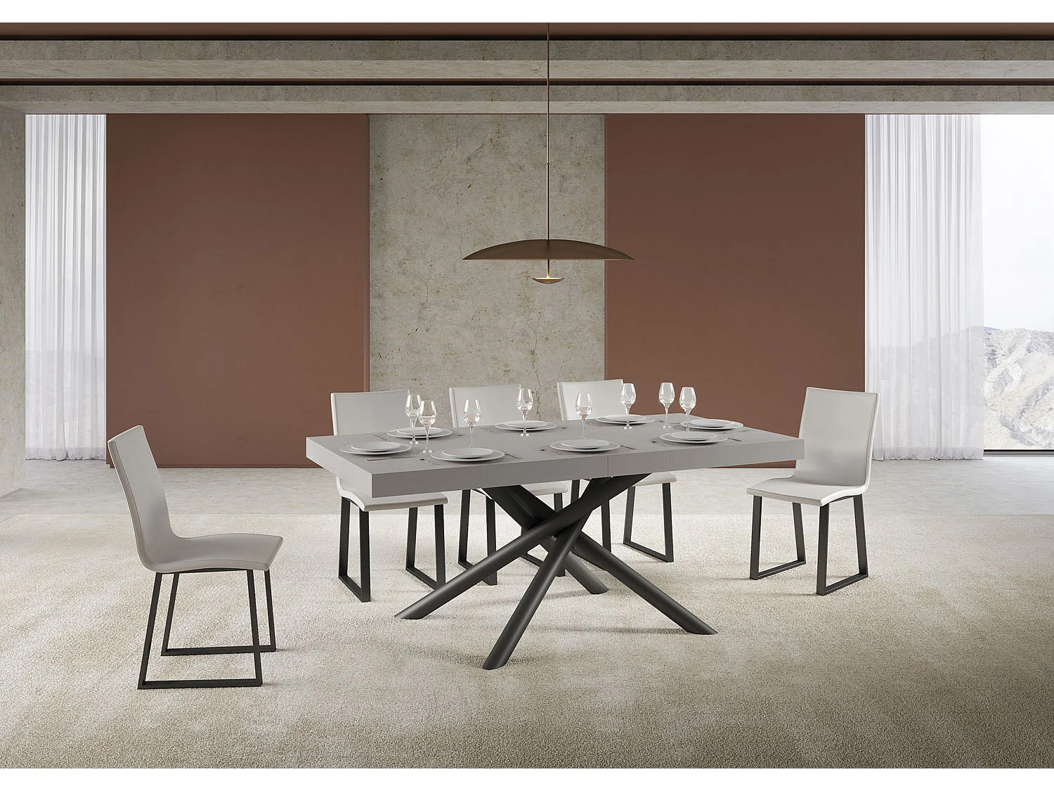 Table extensible 90x180/284 cm Famas Cachemire cadre Anthracite