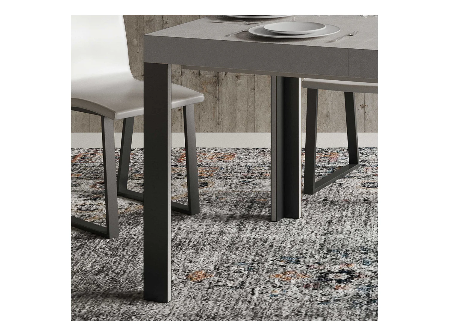 Table extensible 90x120/224 cm Linea Cachemire cadre Anthracite