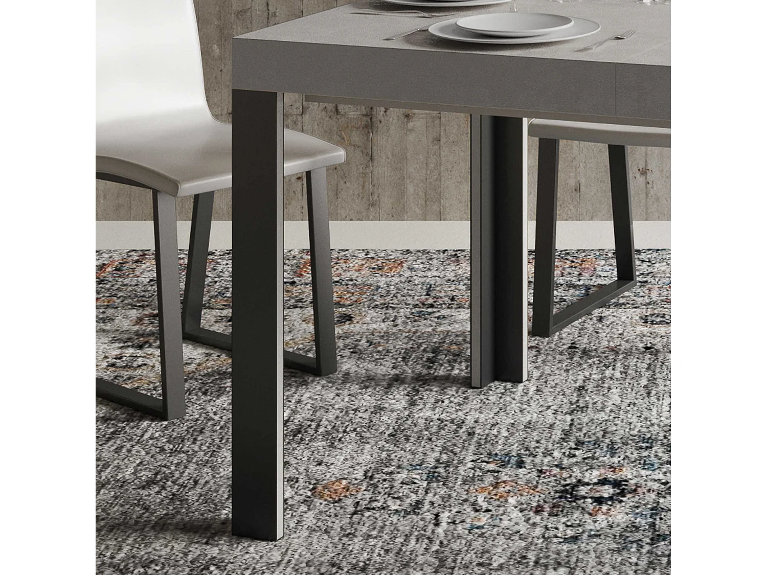 Table extensible 90x120/224 cm Linea Cachemire cadre Anthracite