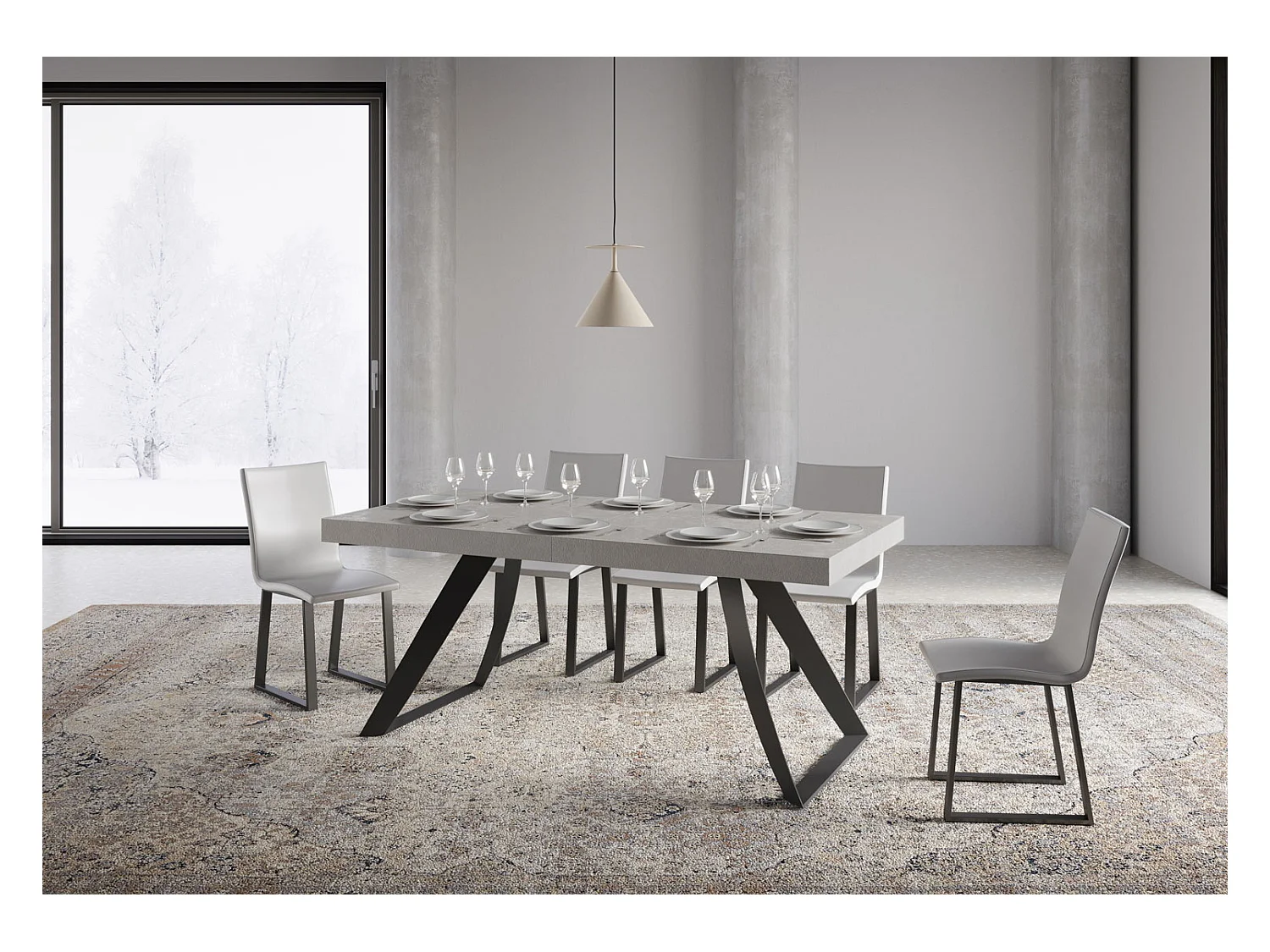 Table extensible 90x180/440 cm Proxy Cachemire cadre Anthracite