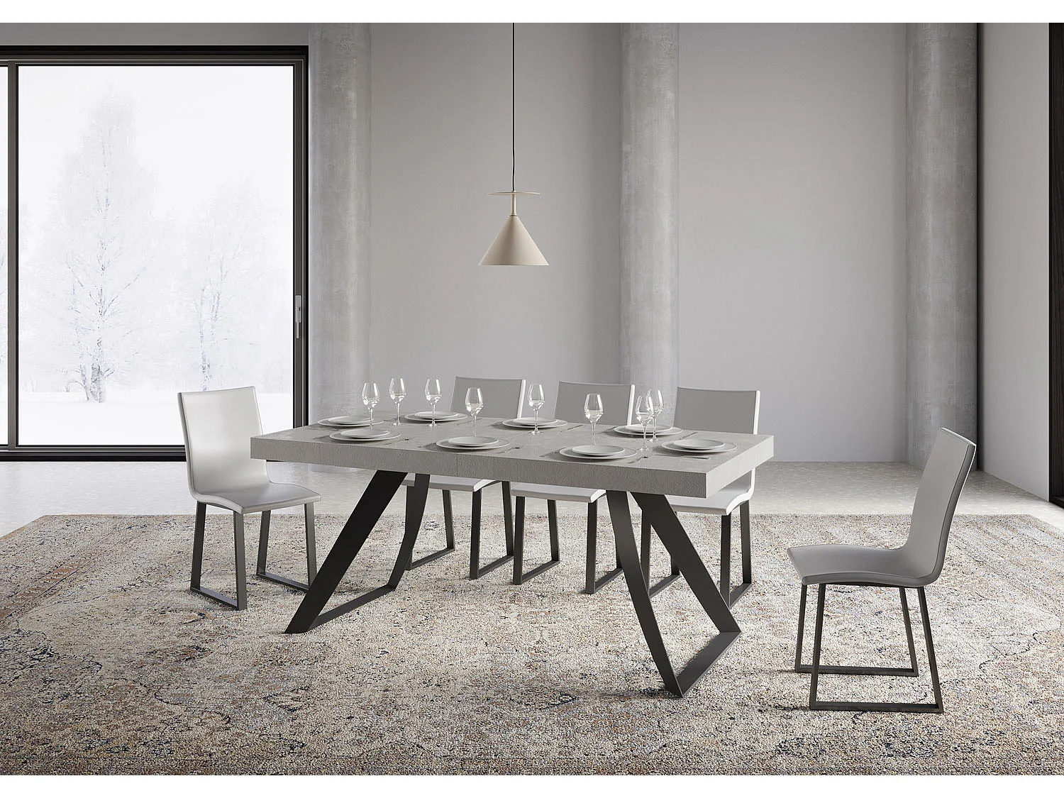 Uitschuifbare tafel 90x180/440 cm Proxy kasjmier frame antraciet