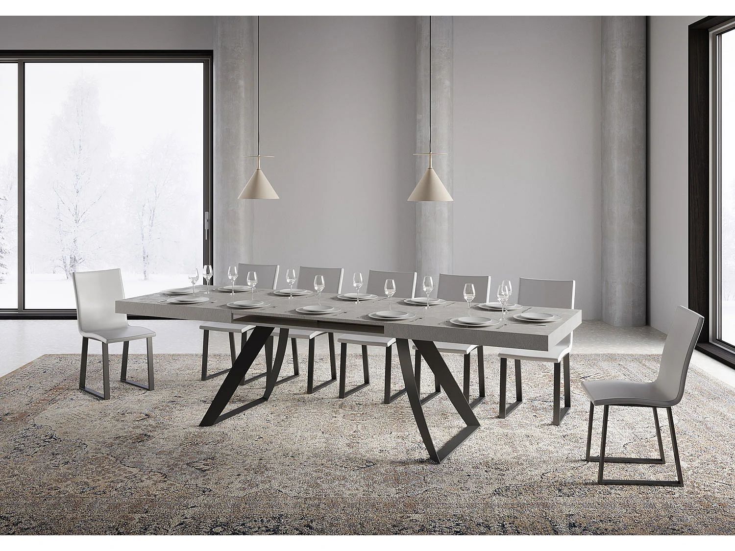 Uitschuifbare tafel 90x180/440 cm Proxy kasjmier frame antraciet