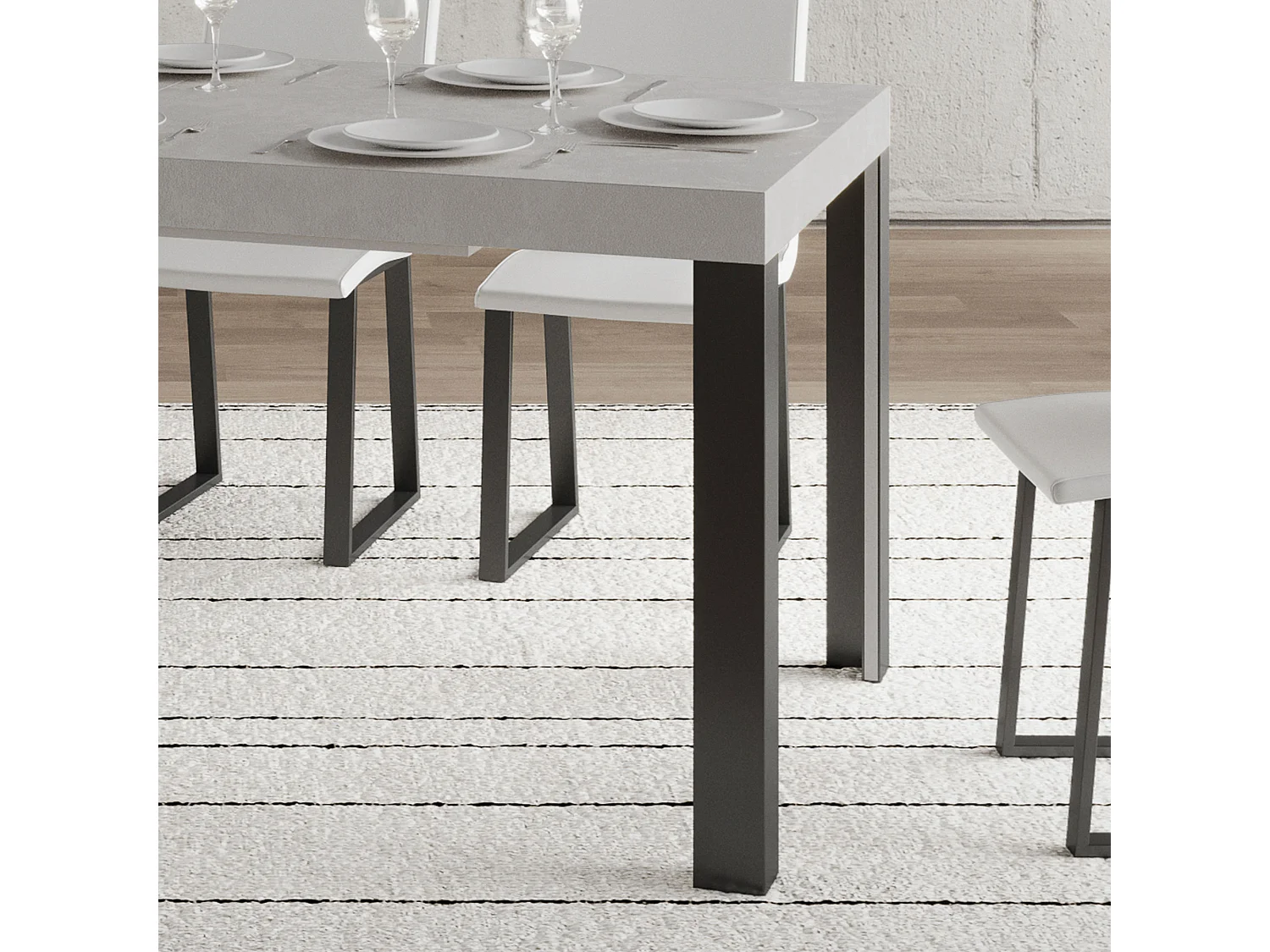 Table extensible 90x160/264 cm Linea Cachemire cadre Anthracite