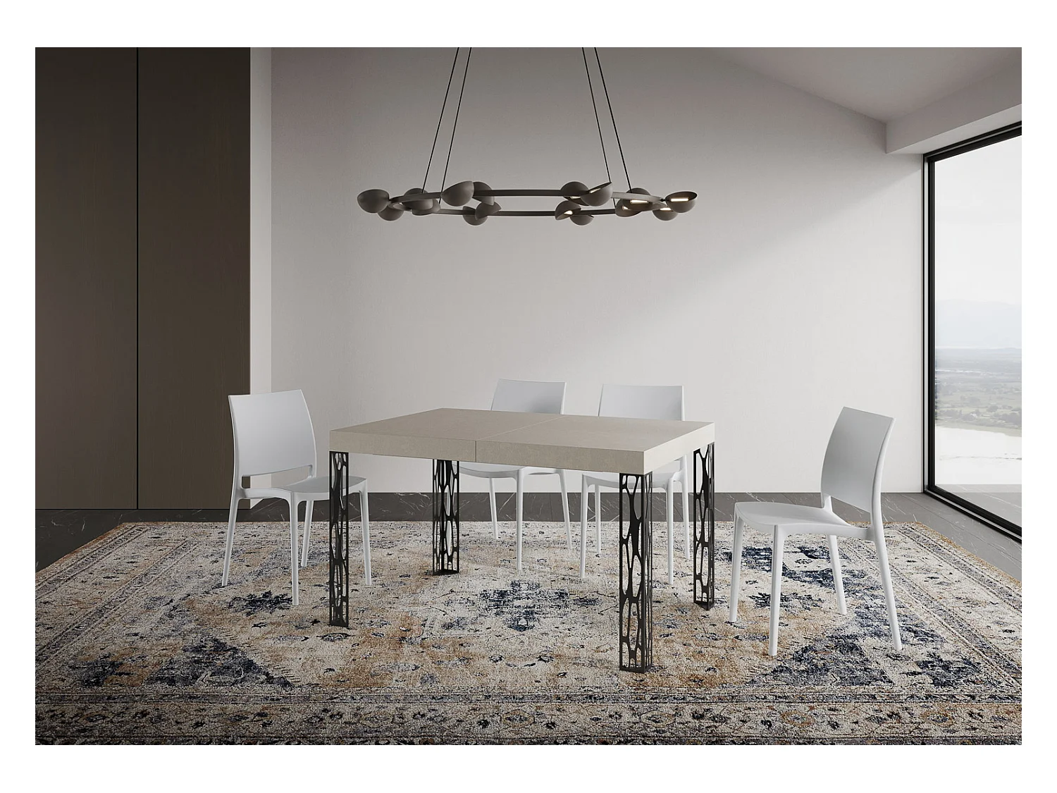 Table extensible 80x140/224 cm Ghibli Cachemire cadre Anthracite