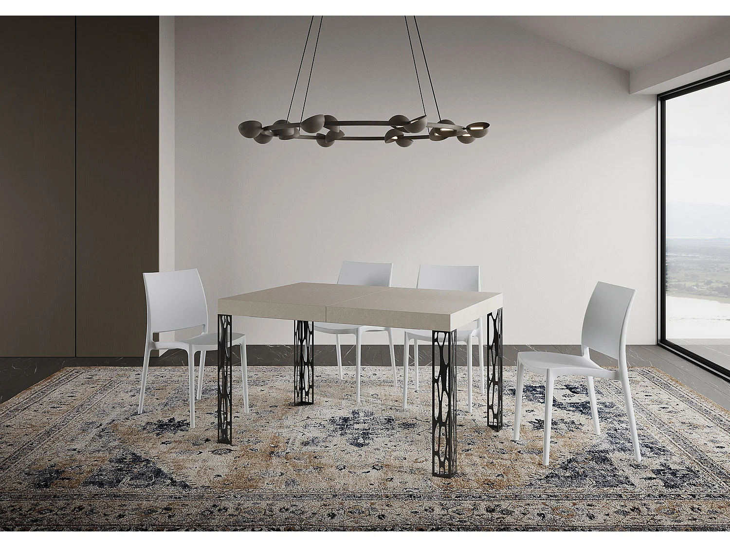 Table extensible 80x140/224 cm Ghibli Cachemire cadre Anthracite