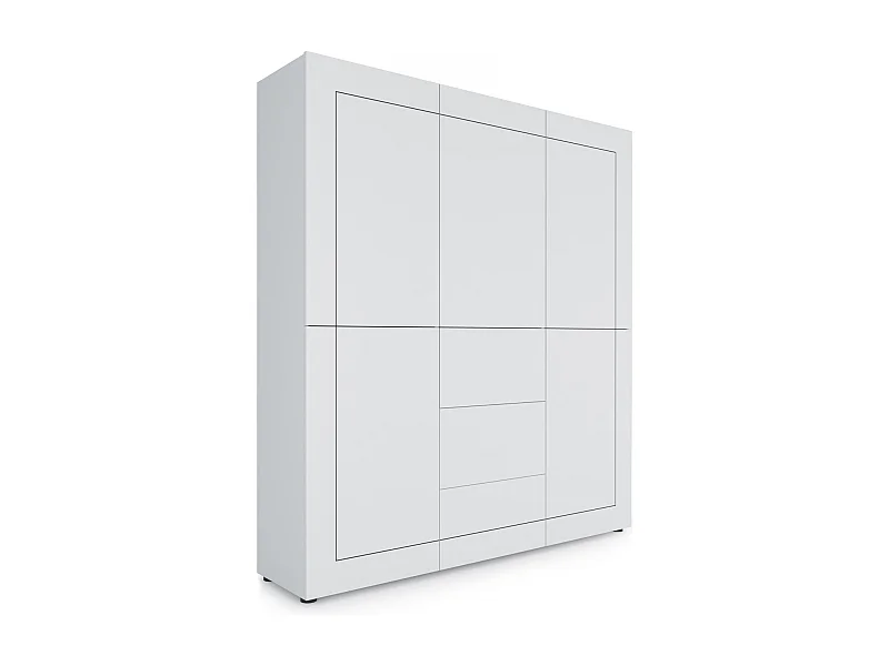 Armario alto 5 puertas/3 cajones 150x35x165 cm Elios blanco brillante