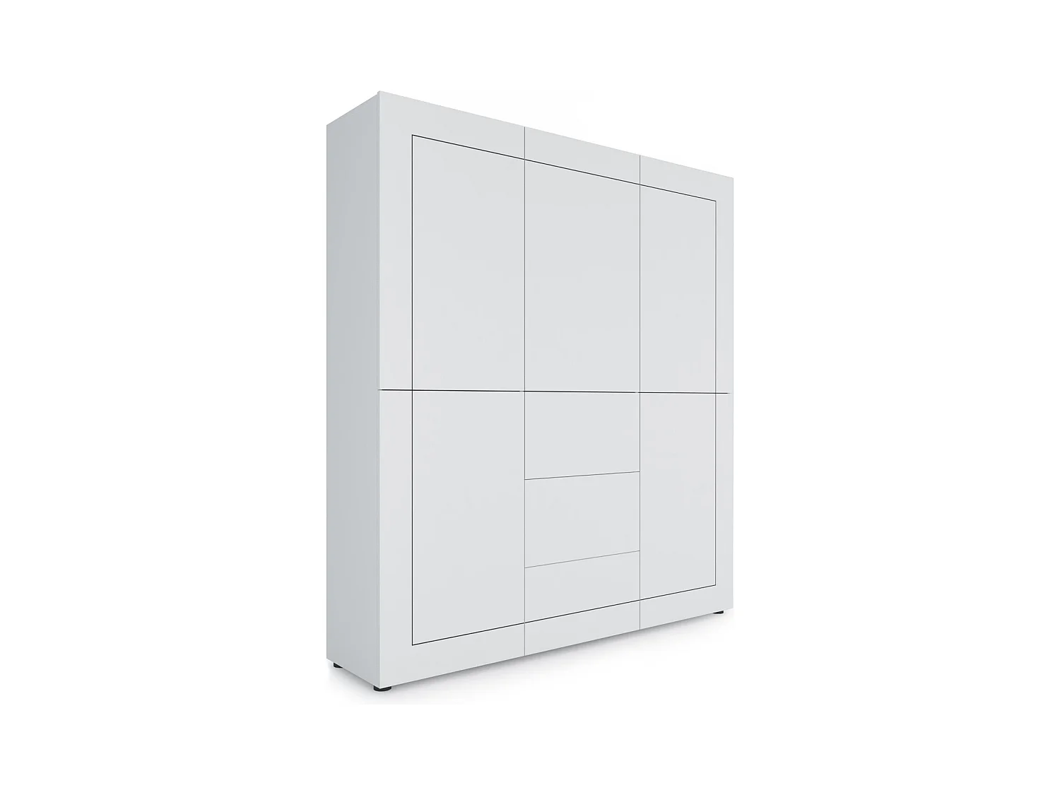 Buffet haut 5 portes/3 tiroirs 150x35x165 cm Elios blanc brillant