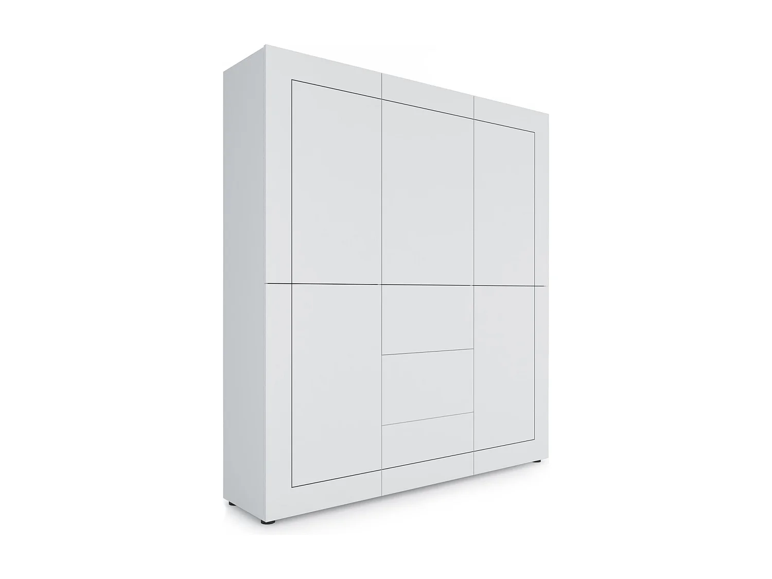 Armário alto 5 portas/3 gavetas 150x35x165 cm Elios branco brilhante