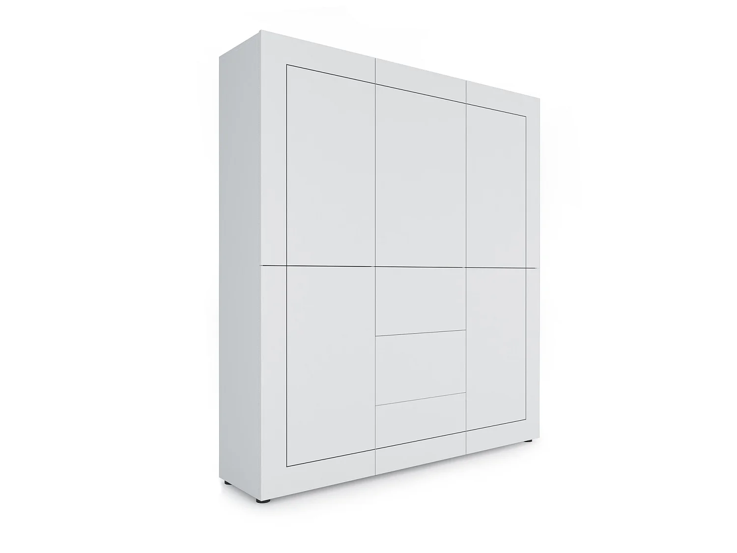 Buffet haut 5 portes/3 tiroirs 150x35x165 cm Elios blanc brillant