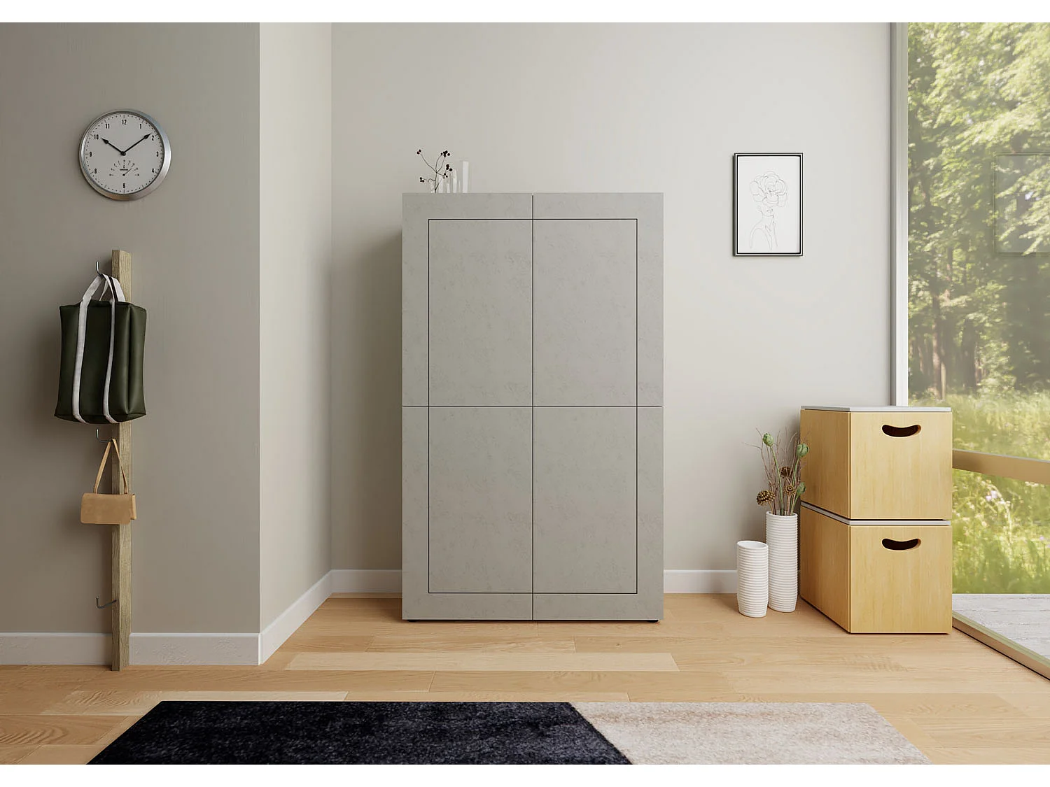 Buffet haut 4 portes 100x35x165 cm Elios cachemire