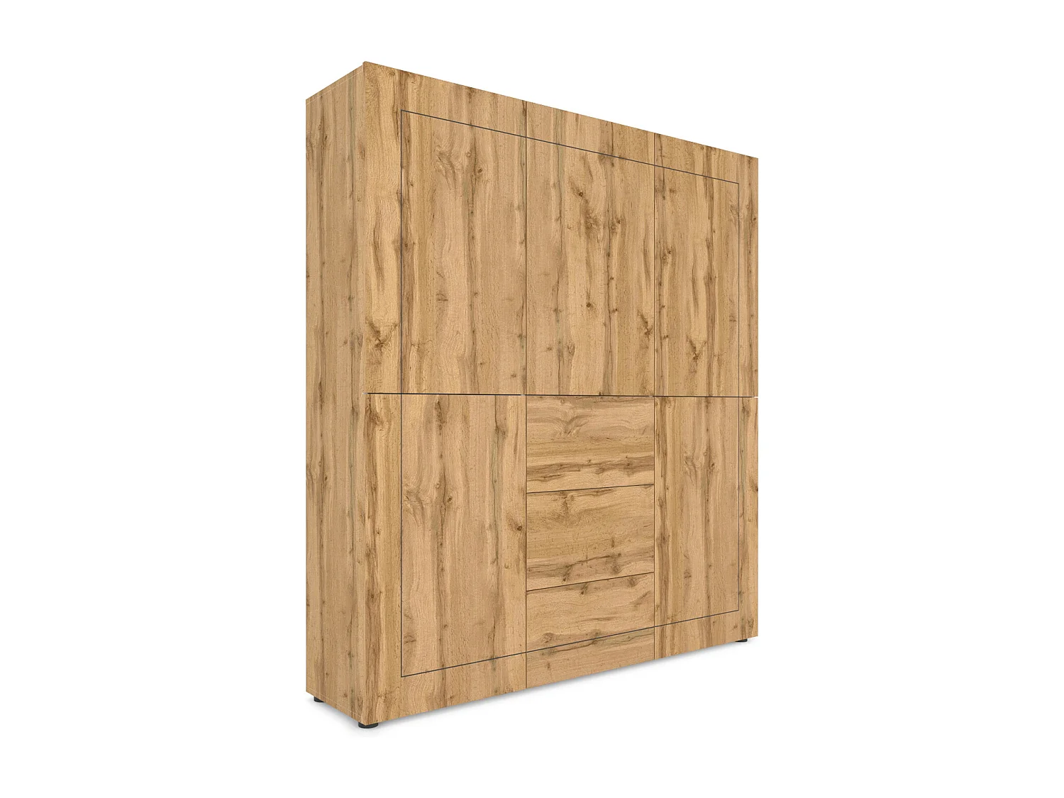 Hohe Kommode 5-türig/3-Schubladen 150x35x165 cm Elios Eiche Natur