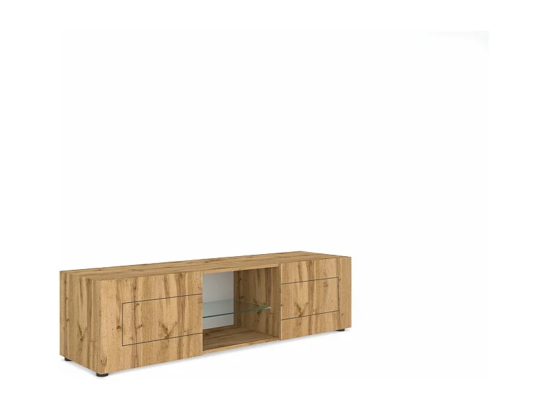 Meuble TV 2 portes avec niche ouverte 150x40x40 cm Elios chêne nature