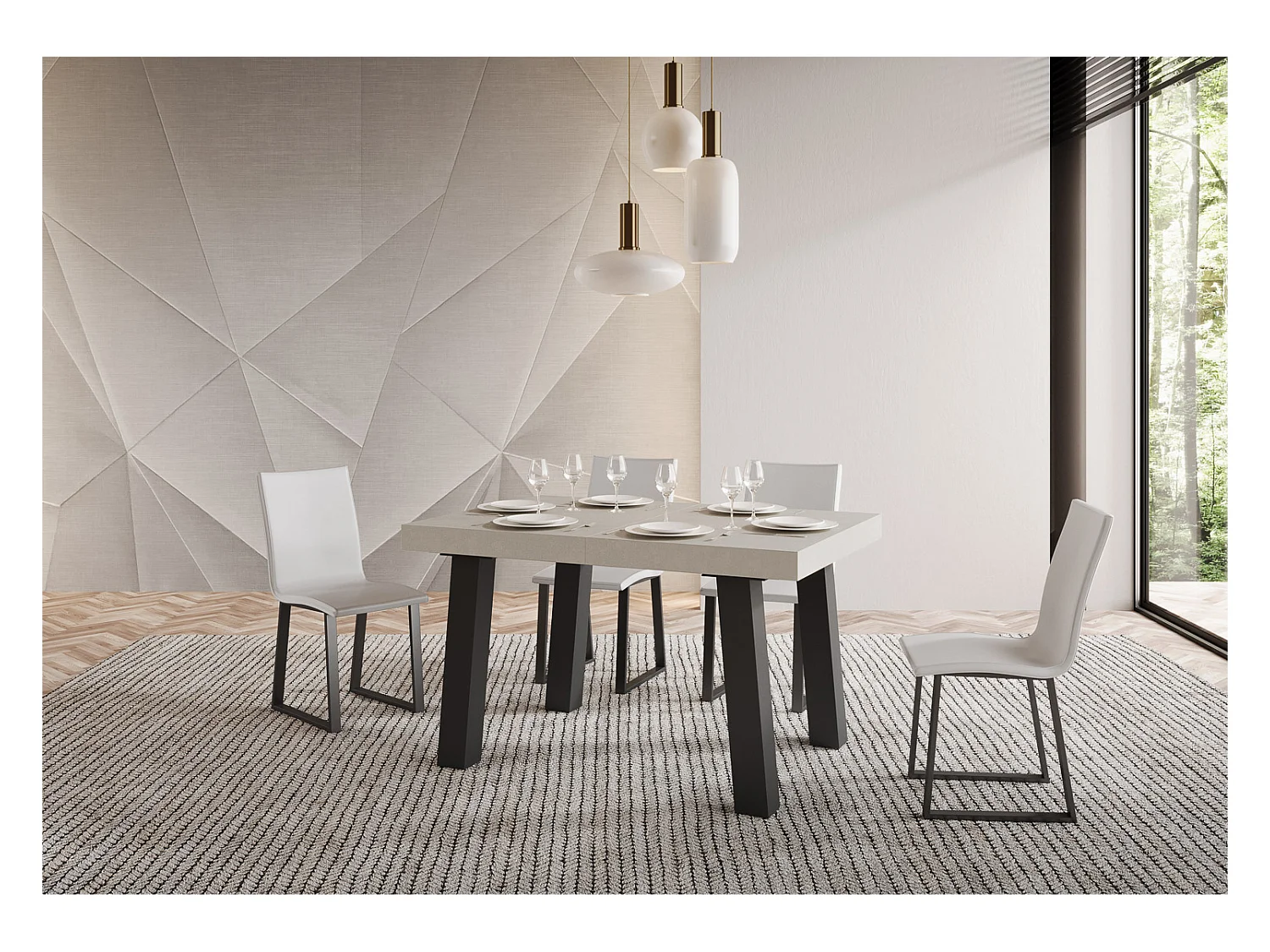 Table extensible 90x120/224 cm Bridge Cachemire cadre Anthracite