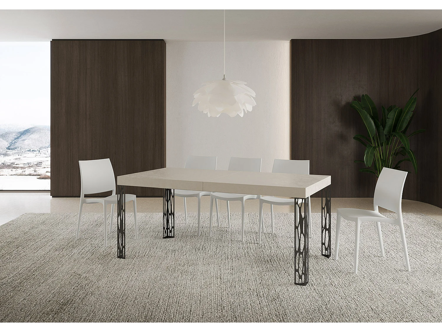 Table extensible 80x160/244 cm Ghibli Cachemire cadre Anthracite