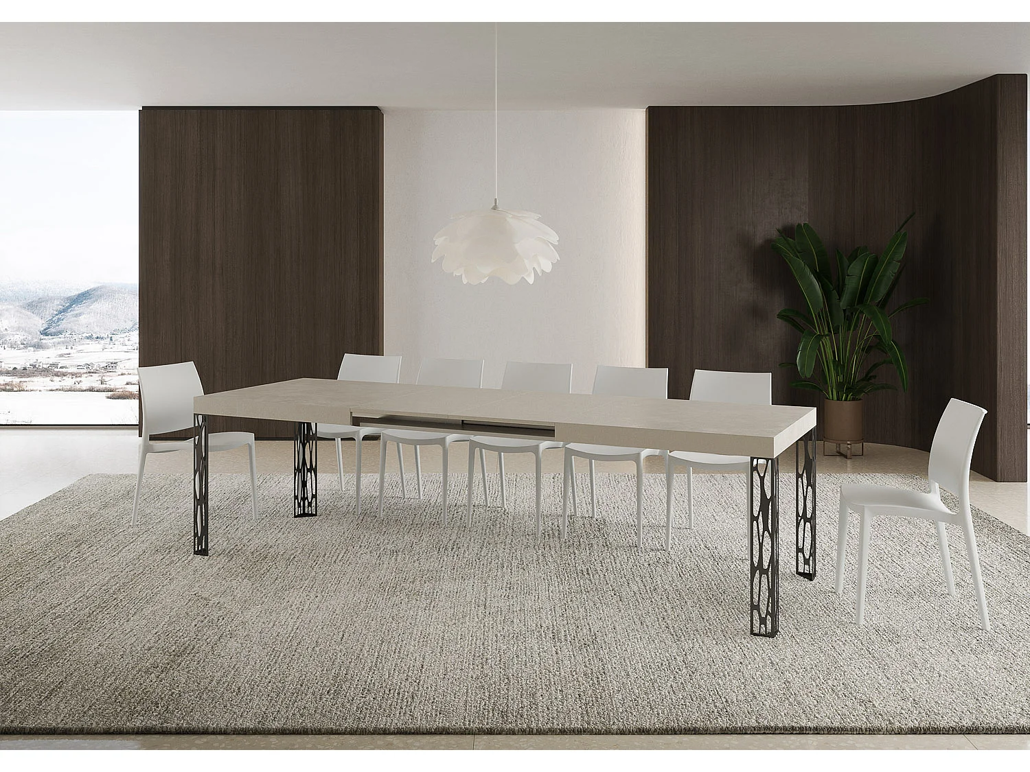 Table extensible 80x160/244 cm Ghibli Cachemire cadre Anthracite