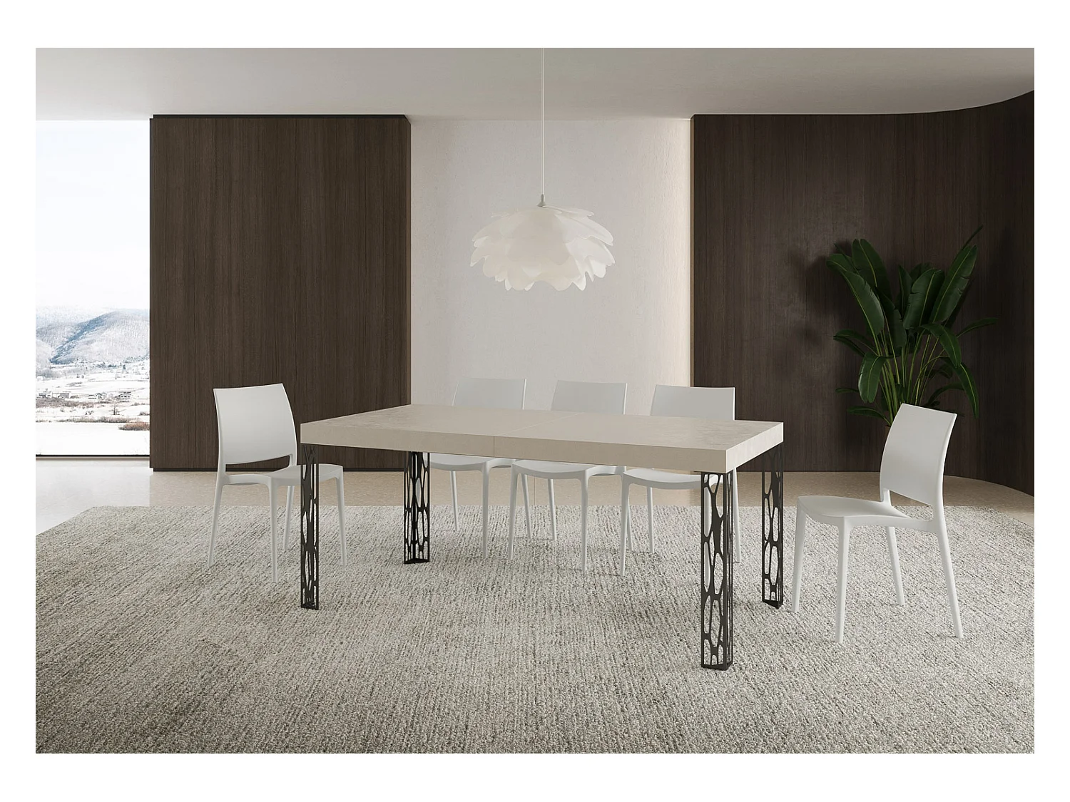 Table extensible 90x200/304 cm Ghibli Cachemire cadre Anthracite