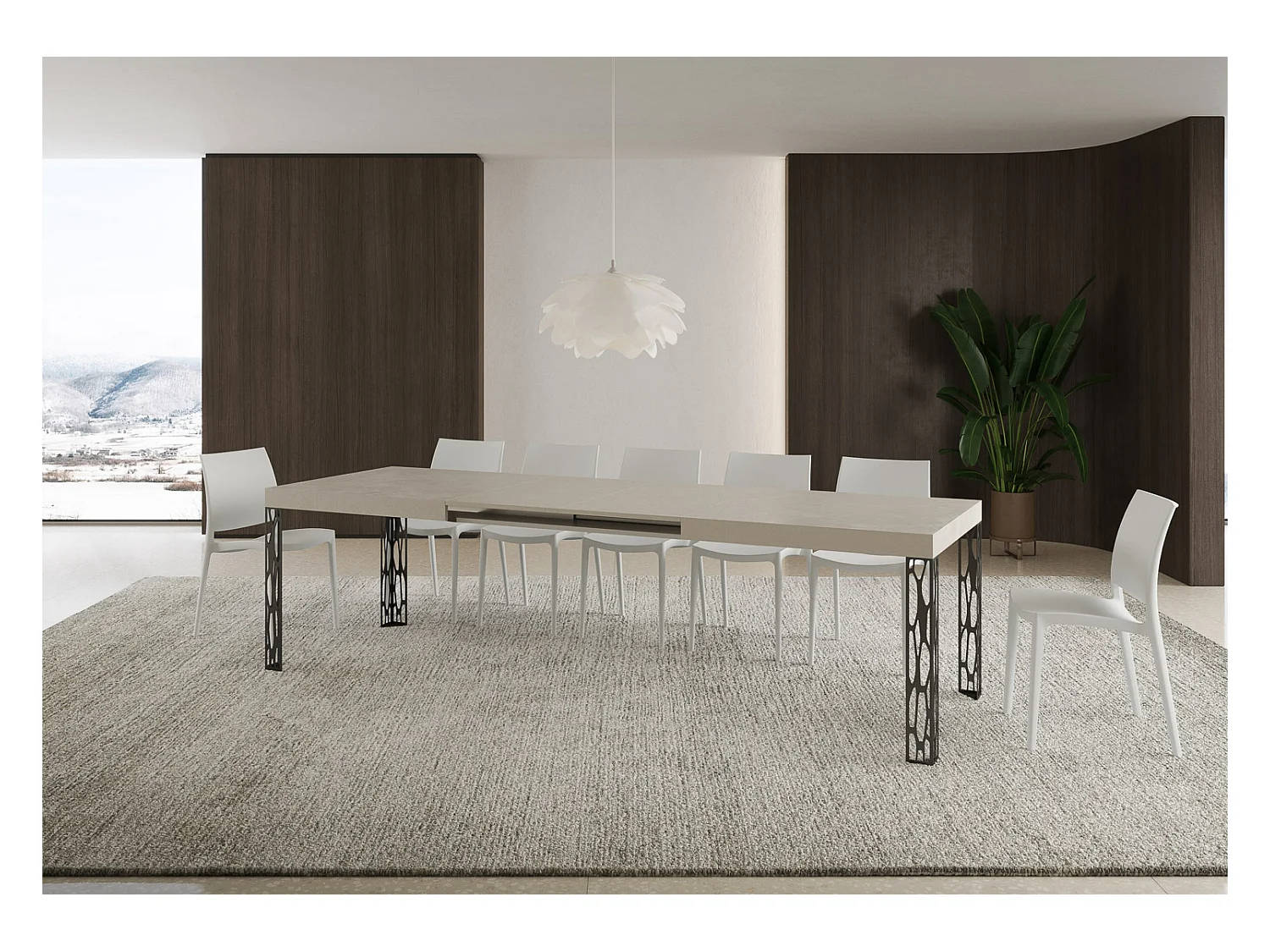 Table extensible 90x200/304 cm Ghibli Cachemire cadre Anthracite