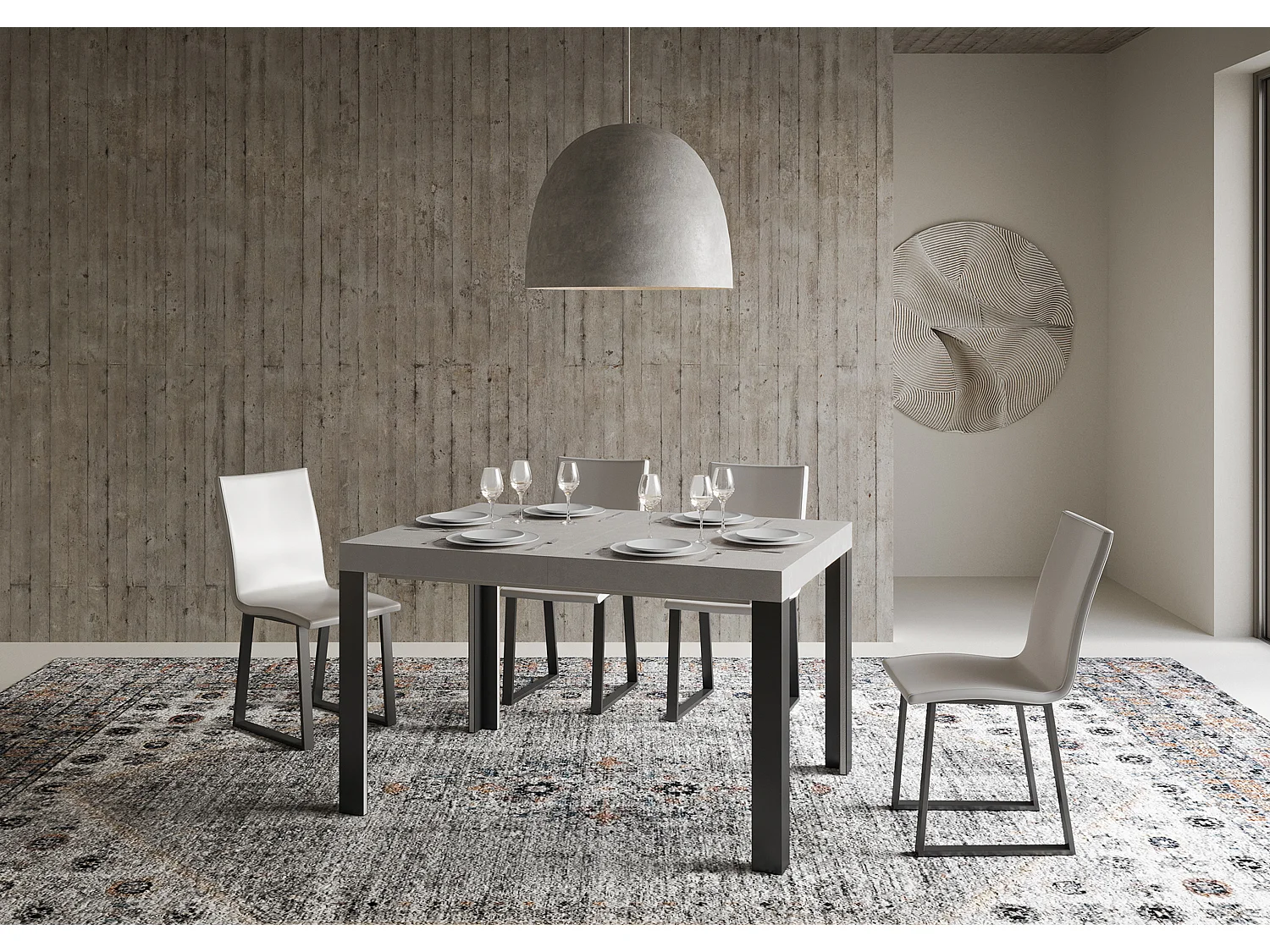 Table extensible 80x140/224 cm Linea Cachemire cadre Anthracite