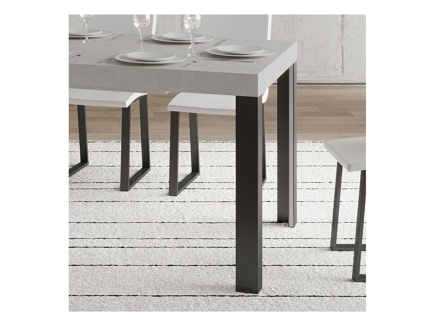 Table extensible 90x180/284 cm Linea Cachemire cadre Anthracite