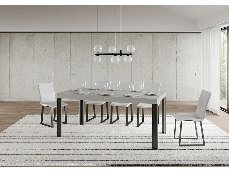 Table extensible 90x180/284 cm Linea Cachemire cadre Anthracite