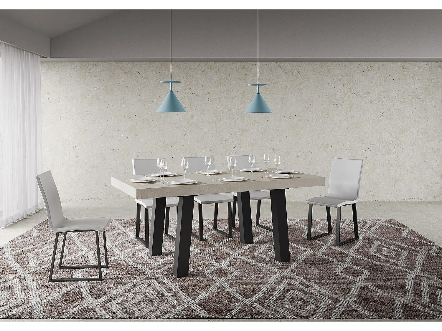 Table extensible 90x200/460 cm Bridge Cachemire cadre Anthracite