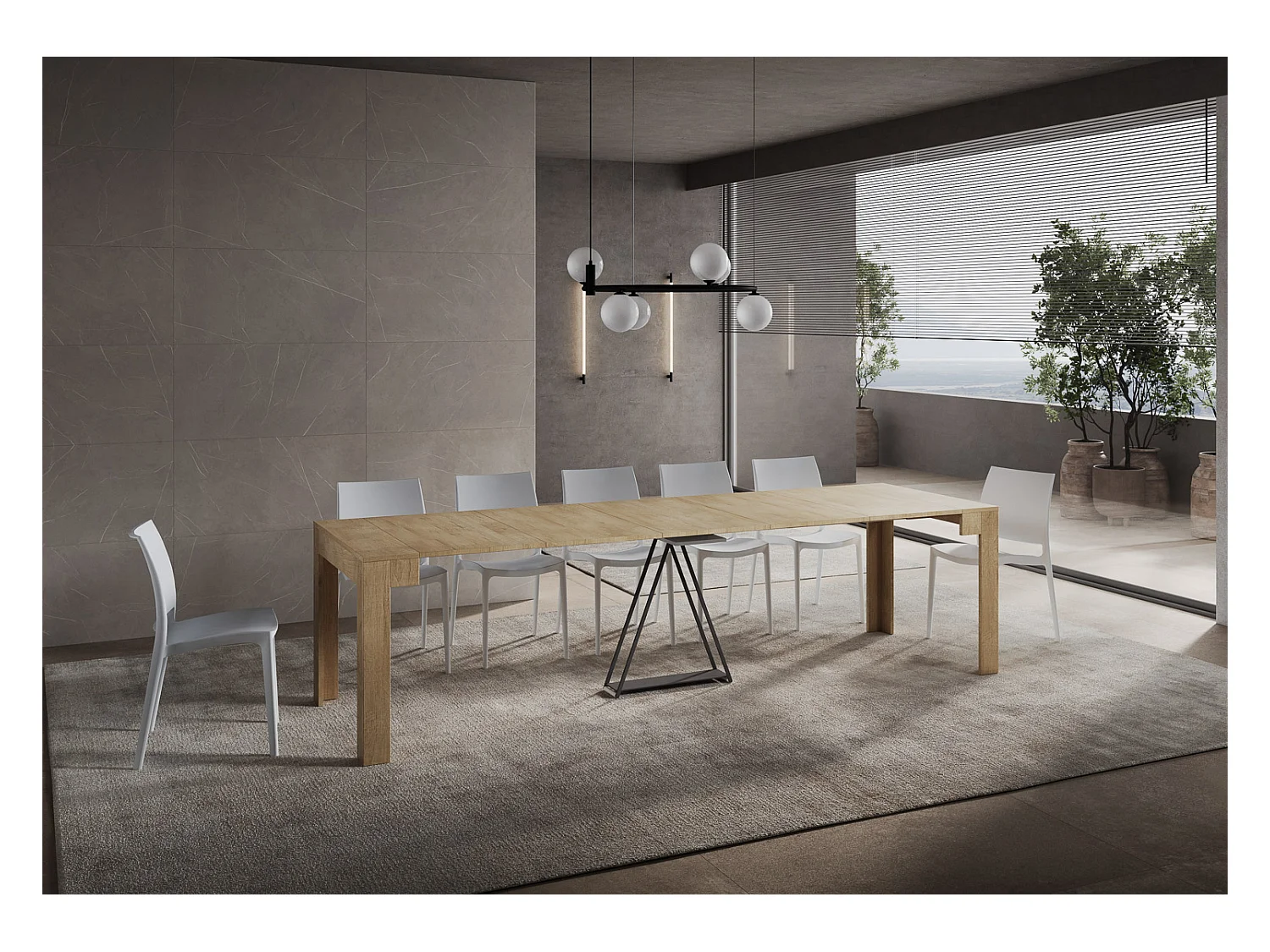 Ausziehbarer Konsolentisch 90x42/302 cm Scicca Eiche Natur