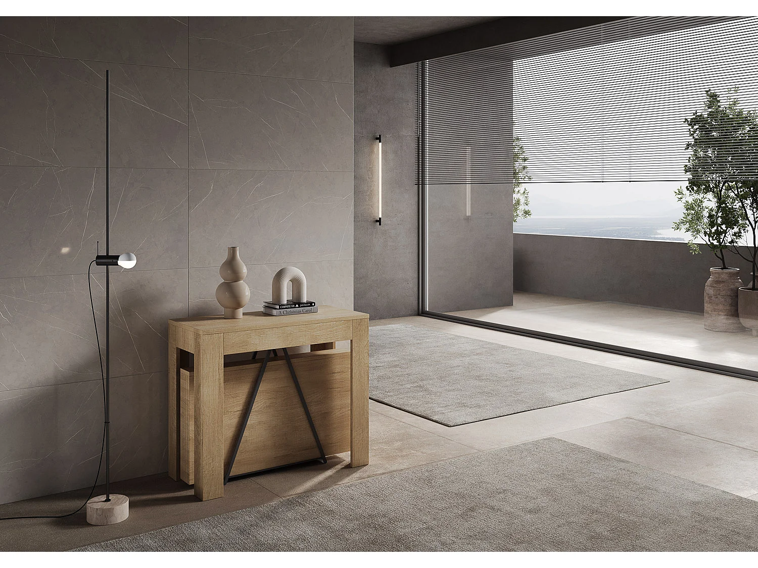 Console extensible 90x42/302 cm Scicca Chêne Nature