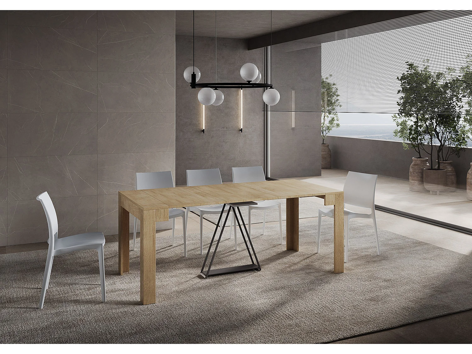 Ausziehbarer Konsolentisch 90x42/302 cm Scicca Eiche Natur